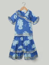 Pure Cotton Kurti with Sharara for Girls- Blue-BD22SU21BLD